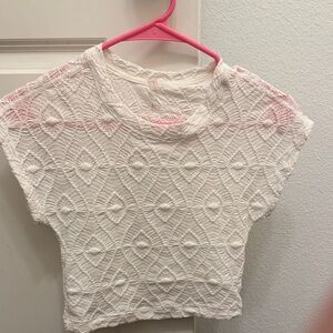 Small Free People Movement Elegant White Lace Texture Women's Top